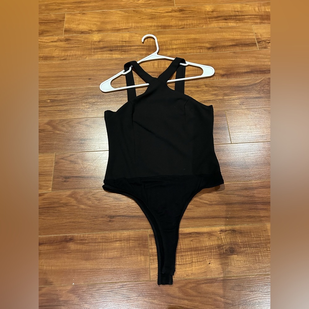 Black Bodysuit with Cross Back Straps